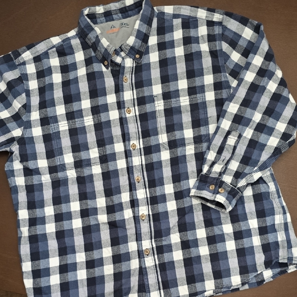 RIDGECUT TOUGHWEAR Men's‎ Blue Plaid 3XL Shirt 100% Cotton Thick